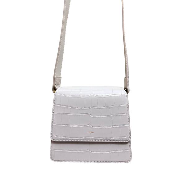 JW PEI FAE Top Handle Crossbody Ivory Croc White Cream - Picture 2 of 16